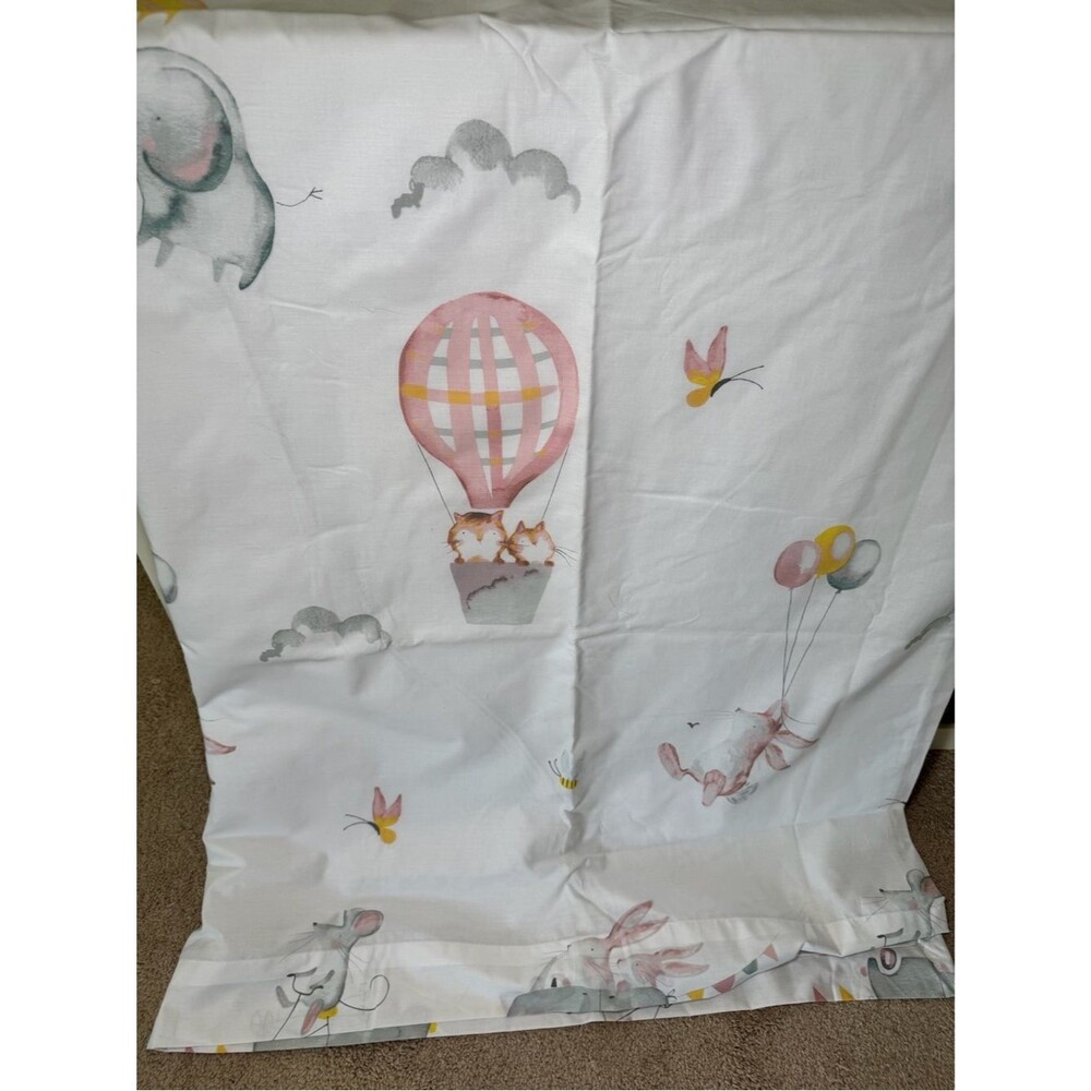 next White Baby pair of curtains Pink Hot Air Balloon & Animals blackout lined